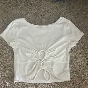 Aeropostale White Tie-Front Short Sleeve Top